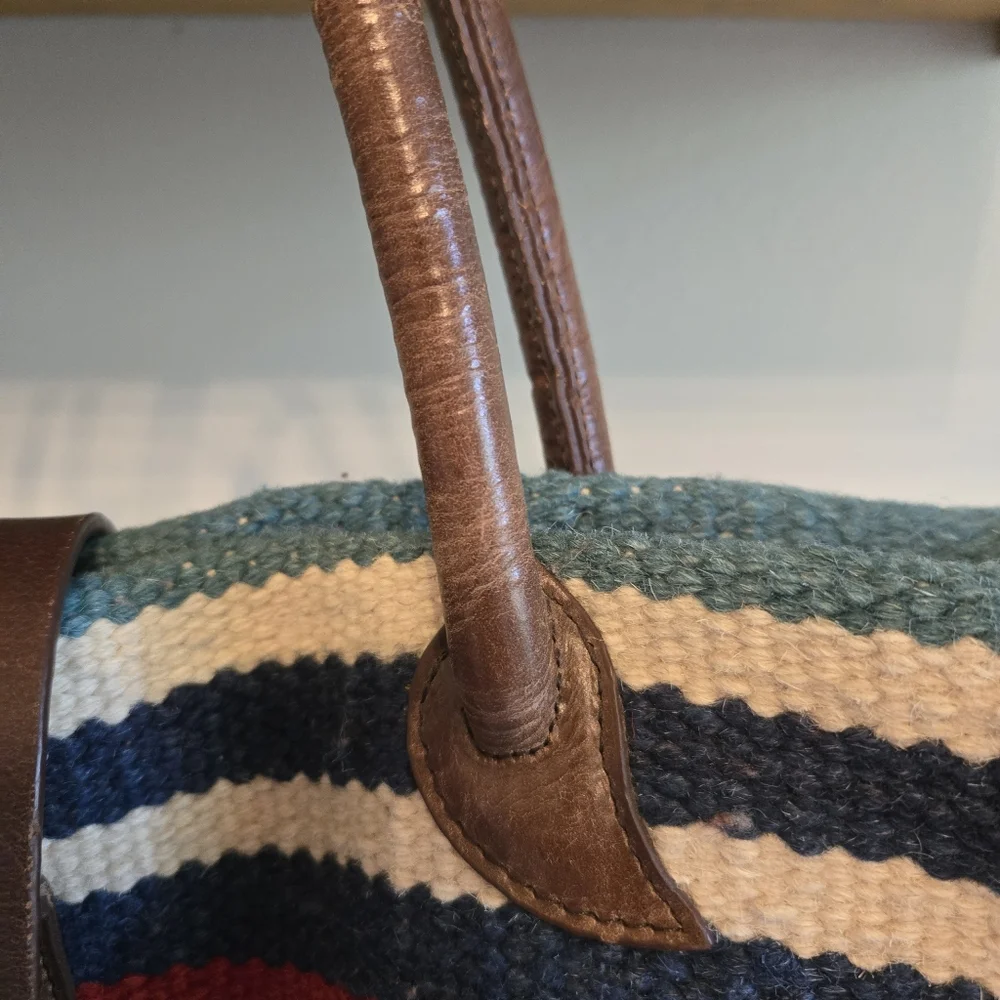 Ameri-Leather Large Wool Leather Tote Southwest Aztec Print - Picture 4 of 11